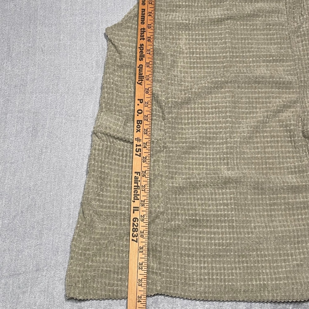 Women's Olive Taupe Waffle Knit Pinafore Dress Mini Overall Style Size L Pockets - Picture 7 of 8